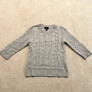 J. crew 3/4 sleeve cable knit Italian cashmere sweater. Size small.